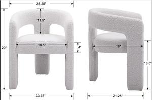 Modern Sherpa <strong>Bucket</strong> Dining <strong>Chair</strong> with Artificial Fur Upholstery for Kitchen &amp; Living Room White or Reception Use - Product Image 4