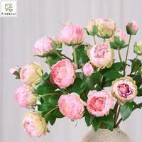 Großhandel 3 Köpfe 58CM Kunstseide Weiß Rot Rosa Pfingstrose Blume für Hochzeit Home Weihnachten Neujahr Thanksgiving Dekorationen