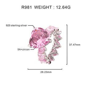 FOXI anello di promessa femminile a forma di cuore di lusso in argento Sterling 925 oro bianco 15mm 5A cz anelli di fidanzamento con fedi nuziali - Product Image 5