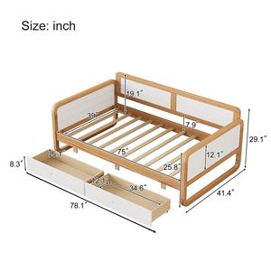 โซฟาเบดไม้จริงพร้อมลิ้นชัก 2 ช่องสำหรับห้องเด็ก เฟอร์นิเจอร์ห้องนอน - Product Image 3