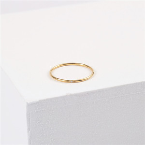 18K Gold Stainless Steel Slim Extremely Thin <b>Ring</b> with Zircon Stones | Anti-rust Waterproof & Hypoallergenic Fine <b>Ring</b> for Women - Product Image 4