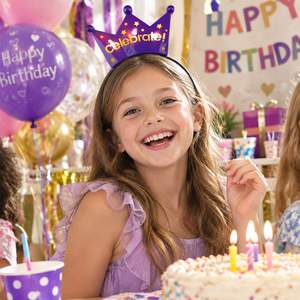 Custom Logo Printed LED Crown <b>Headband</b> 3 LEDs Celebrate Cutout Flashing Tiara for <b>Girls</b> Birthday Party Favors Event Planners OEM - Product Image 3