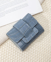 ALW0016 Damen Mini-Handtasche aus PU-Leder mit Krokodilmuster, praktische kurze Geldbörse, Kartenetui, Geldklammer, schlankes Design mit Knopf