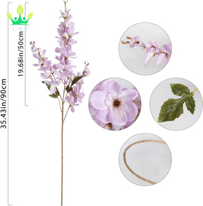 Delphinium artificiale <span class=keywords><strong>viola</strong></span> stelo <span class=keywords><strong>lungo</strong></span> Larkspur <span class=keywords><strong>fiore</strong></span> di seta per vaso alto composizione floreale matrimonio casa giardino decorazioni per feste - Product Image 2