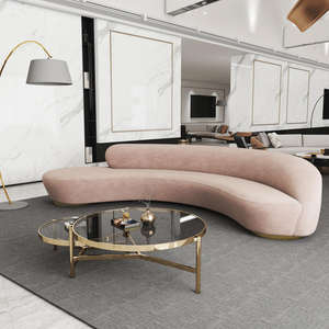 Sofá Moderno de Cuero y Terciopelo Curvo para Recepción, Salón, Centro Comercial, Sofá de Espera, Sofá de Hotel de Ocio, Muebles para Vestíbulo - Product Image 2