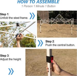 Tente Pop-Up <span class=keywords><strong>WEIZE</strong></span> 10x10, Montage en 1 Clic, Hauteur Réglable, Abri Portable Instantané, Sac de Transport à Roulettes, Résistante à l'Eau - Product Image 4