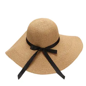 Factory Supply 2023 foldable large straw wide brim hat women