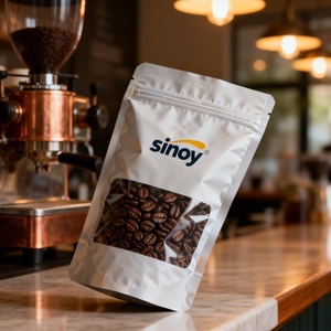 Sachet d'emballage de café en plastique personnalisé avec fermeture éclair et valve, pochette verticale pour marque de café, vente en gros sous marque privée - Product Image 2