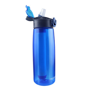 Bouteille d'eau filtrante d'extérieur avec cartouche bleu cyan, ensemble de 3 pièces, purification manuelle pour la randonnée et les voyages - Product Image 5