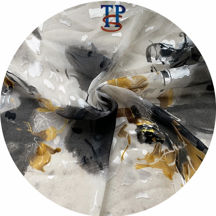 Изысканный жаккардовый Шелковый шифон с люрексом с индивидуальным дизайном оптом