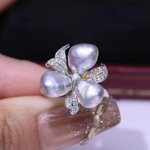 อุปกรณ์ทำเครื่องประดับมุก DIY 10536 แหวนเงินแท้ S925 พร้อมฐานตั้งเครื่องประดับเงินแฟชั่น สำหรับใส่ลูกปัดทรงกลมขนาด 8-10 มม. - Product Image 3