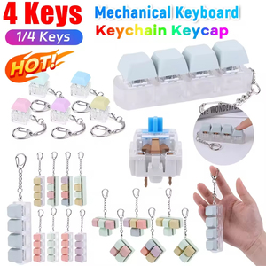 Bán buôn căng thẳng cứu trợ <span class=keywords><strong>LED</strong></span> ánh sáng cơ khí Keycap Keychain Bàn phím Keyring Thần Tài Clicker giải nén đồ chơi cho trẻ em người lớn - Product Image 3