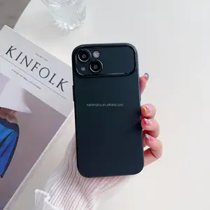 Casing jendela besar sederhana pelindung kamera, tahan guncangan untuk OPPO A38 A18 A2 warna permen penutup TPU lembut