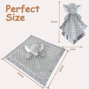 Couverture Douce de Sécurité pour Bébé, Éléphant, Animal en Peluche Doux de 15 Pouces, Unisexe - Product Image 5
