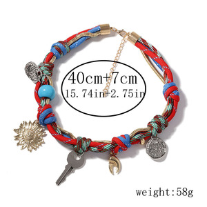 Retro Trend Fashion Multi-accesorios Aleación Colgante Cuerda tejida a mano Cadena de clavícula Collar femenino - Product Image 2