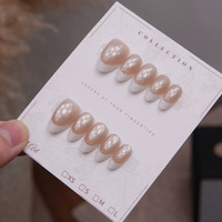 Uñas Acrílicas Hechas a Mano de Color Sólido con Efecto Ojo de Gato, Paquete de 10 Uñas Postizas al por Mayor, Uñas a Presión