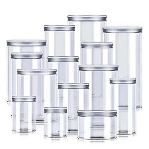 Wholesale Food Grade 100g-500g Amber Clear PET <b>Plastic</b> <b>Jars</b> with Aluminum Screw Cap for Skin Care - Product Image 1