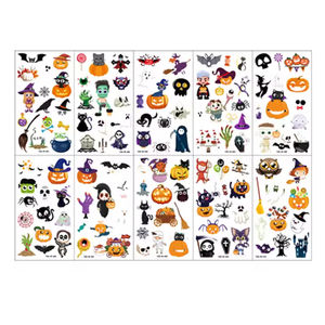 Decoración de Halloween personalizada, calaveras de araña, <span class=keywords><strong>bruja</strong></span>, calabaza, tatuaje, pegatina, accesorios de juego de fiesta, suministros pequeños, pegatinas para fiesta de regalo - Product Image 4