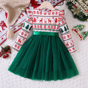 Vestito da principessa con fiocco da bambino natalizio a manica lunga in Tulle rosso vestito da neonato Festival - Product Image 6