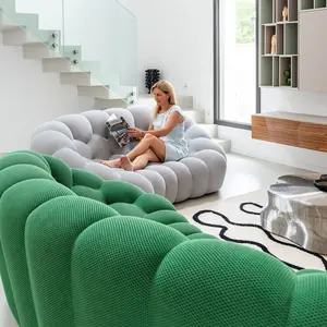 NOVA Modern Design Living Room Leisure Bubble Couch 3 Seat Sofa Seat White Fabric Modular Sofa Set Furniture