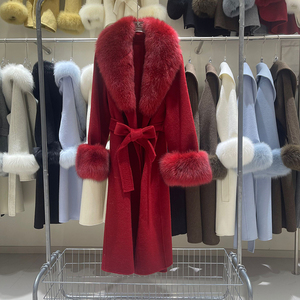 Nuovo Design Vendita Calda Cappotto in Lana per Donna Cashmere Double-Face Tessuto in Lana OEM <span class=keywords><strong>con</strong></span> <span class=keywords><strong>Pelliccia</strong></span> <span class=keywords><strong>di</strong></span> Volpe - Product Image 5