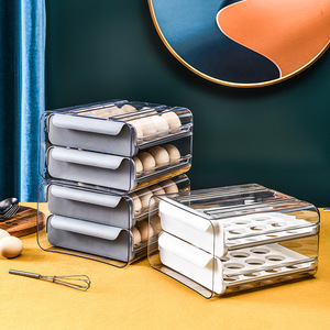 Plastic <b>Egg</b> <b>Storage</b> Box With Flip Top Lid Drawer Style For Refrigerator Kitchen Use - Product Image 4