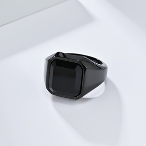 Popular yunnique style <b>titanium</b> steel <b>ring</b> with imitation gemstones, men's niche design, high-end feel, colorfast j - Product Image 4