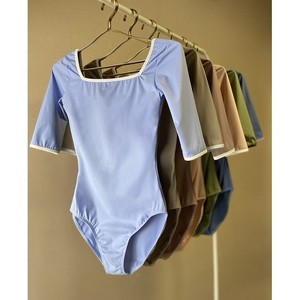 Vêtements d'entraînement de danse, combinaison de <span class=keywords><strong>ballerine</strong></span> pour adulte, justaucorps à manches courtes pour femme, justaucorps en nylon et élasthanne pour l'été, gymnastique - Product Image 3