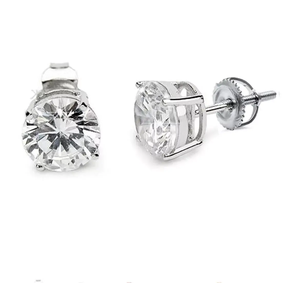 Élégantes boucles d'oreilles clous en or blanc et rose 10K avec diamants de laboratoire, bijoux fins minimalistes, cadeau de mariage classique pour femme - Product Image 3