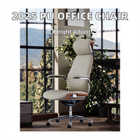 Chaise de bureau de direction en cuir synthétique au design moderne 2025, base chromée, hauteur réglable, prix compétitif, vente en gros