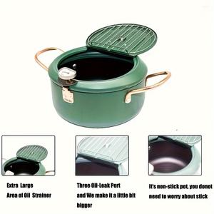 Friggitrice Giapponese per Tempura con Termometro in Ferro, Pentola Antiaderente per Friggere Pollo, Pesce, Gamberetti, Facile da Pulire, per Uso Domestico e in Auto - Product Image 5
