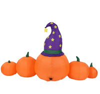 Ensemble Gonflable Citrouille d'Halloween avec Chapeau de Sorcier pour Décoration Extérieure Jardin Pelouse Fête Festival Modèle Décoratif