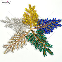 WHD-066 Fil Travail Mode Applique Patch 3D Grand Strass Floral Fleur Applique Feuilles pour Robes Décoration