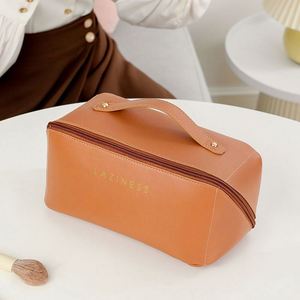 Organizador de Cosméticos de Piel Sintética Clásico Ecológico 2024, Superventas, para Mujer, Portátil, con Cierre, Asa y Resistente al Agua - Product Image 1