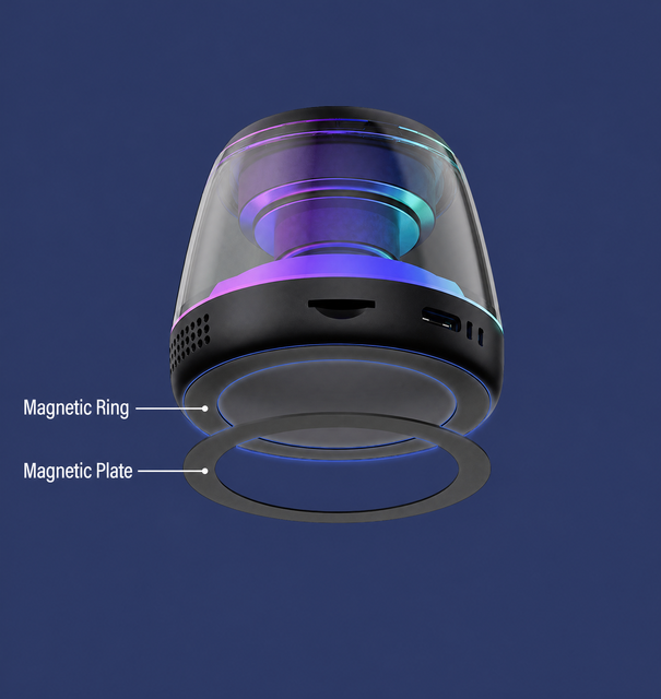 Mini Wireless BT Speaker 5.3 with TWS Pairing RGB Colorful Light Effects Transparent Design 40mm Driver 5W 600mAh for Picnic