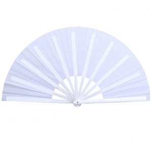 Ventilador de mano plegable grande de bambú con logotipo personalizado de 33CM - Product Image 1