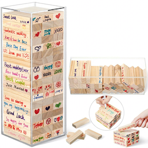 Ensemble personnalisé de livre d'or de mariage, marqueurs en blocs de bois, boîte de présentation, décoration de table de fête - Product Image 3