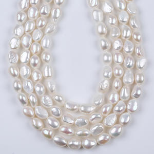 Collier de perles d'eau douce baroques double face 11-12 mm, forte luminosité, trou droit, bracelet DIY de Zhuji - Product Image 1