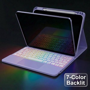Funda con Teclado Inalámbrico Desmontable para Tablet Samsung Galaxy <span class=keywords><strong>Tab</strong></span> A9 de 8.7 Pulgadas, Funda Protectora con Soporte y Retroiluminación RGB Arcoíris - Product Image 5