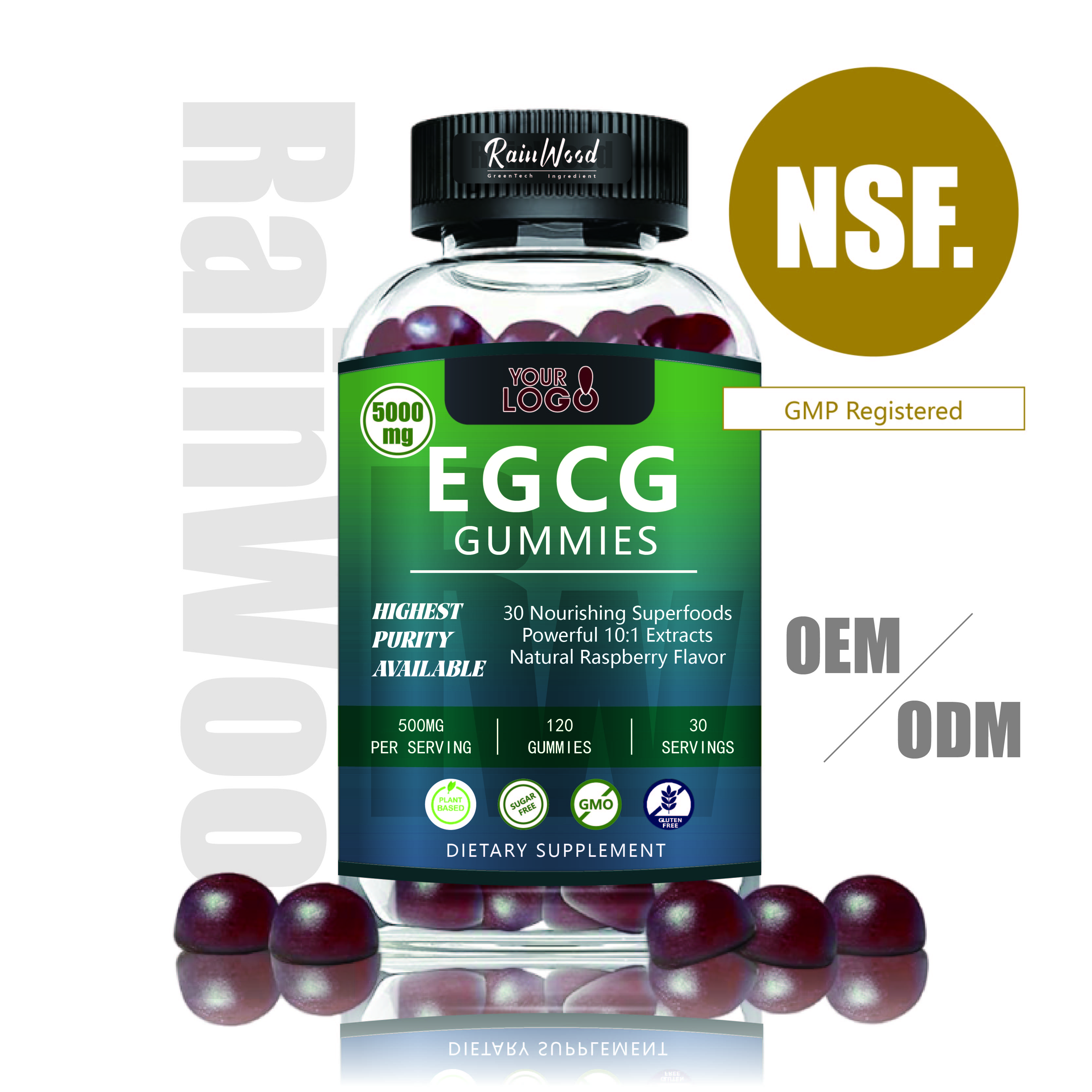 OEM Premium Organic EGCG Gummies for Immune Health Organic Green Tea Egcg Gummies