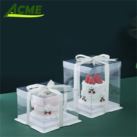 Haute boîte à gâteau en plastique transparente pour mariage populaire pâtisserie cadeau boulangerie gâteau affichage boîtes de papier