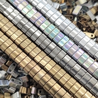 Manik-manik Kaca Tila 20g Dua Lubang 2x5mm Lapisan Metalik, Manik-manik Pipih Longgar Dua Lubang untuk Pembuatan Perhiasan DIY, Aksesoris Gelang