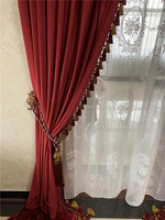 Rideaux en velours rouge longs pour salon, rideaux occultants de luxe pour porte coulissante, rideaux thermiques isolants pour chambre à coucher