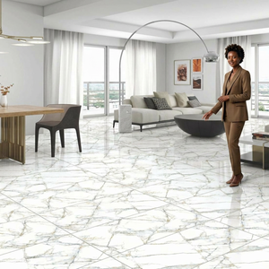 Albeta Aqua 600x1200mm Modern Marble Look Glossy Porcelain Floor Wall <b>Tiles</b> 20mm Firebrick Outdoor Hall Bathroom - Product Image 1