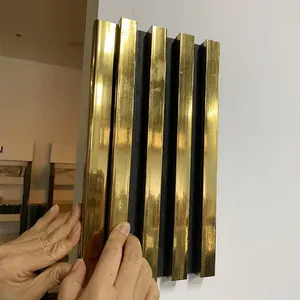 Panel de pared 3D de PVC dorado de decoración para decoración, panel de pared Interior de tamaño personalizado, paneles de pared 3D interiores para decoración del hogar