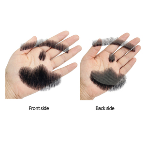 Barba e baffi finti realistici in pizzo invisibile, fatti a mano, in capelli umani, per costume da capra, all'ingrosso - Product Image 3