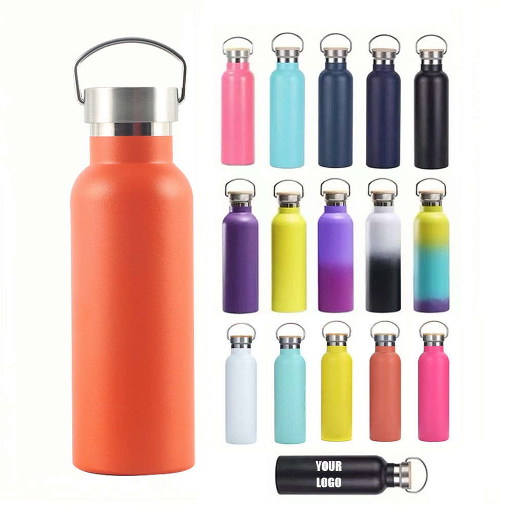 Custom Logo 500ml 750ml Double-Walled Stainless Steel Vacuum Flask Wide Mouth Thermal Insulated Sport Water Bottle Drinkware