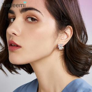 LUOTEEMI Luxury Design Tiny CZ <strong>Pretty</strong> Zirconia <strong>Earrings</strong> for Women Big Flower CZ Stud <strong>Earring</strong> - Product Image 3