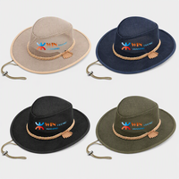 Chapeau de cowboy respirant pour hommes et femmes, chapeau de paille à large bord pour la protection solaire, chapeau d'été pour le safari en plein air, chapeau de plage, logo personnalisé, protection UV