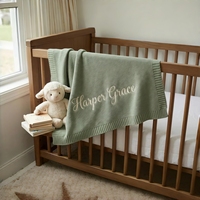 Manta Personalizada con Nombre Bordado para Bebé, Manta de Algodón Tejido para Guardería, Suave, Transpirable y Agradable al Tacto